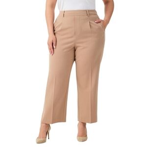 Nic + Zoe Avenue Summer Wide Leg Crop Trouser Pants Mochaccino High Rise 22W